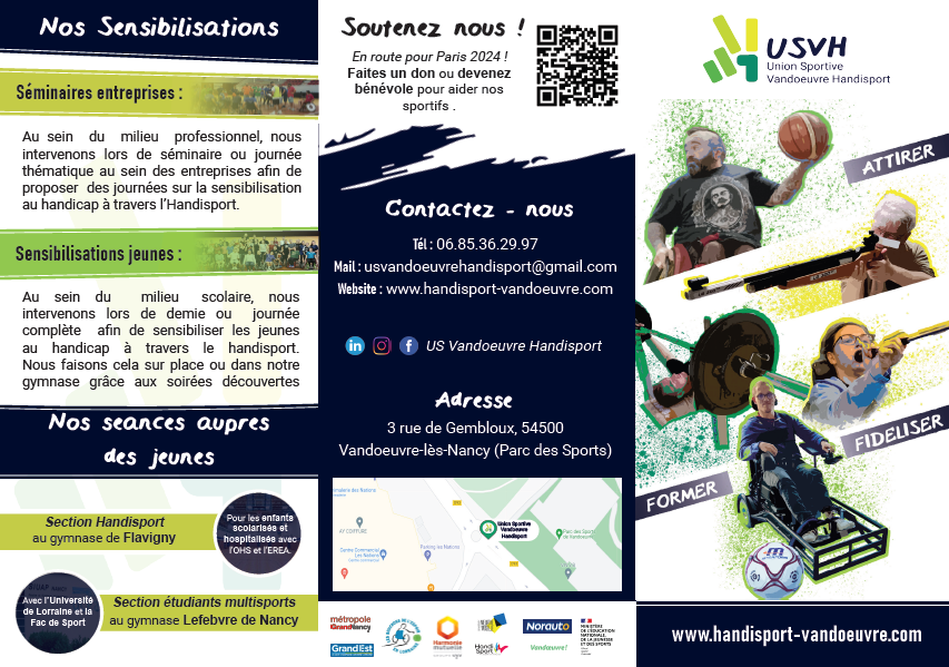 Plaquette Union sportive Vandœuvre Handisports 