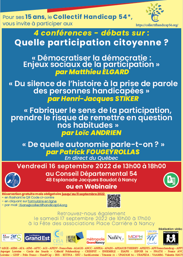 Affiche des 4 conférences débats du 16 septembre 2022