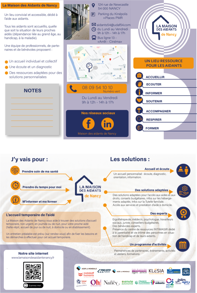 Flyer sur la maison des aidants de Nancy