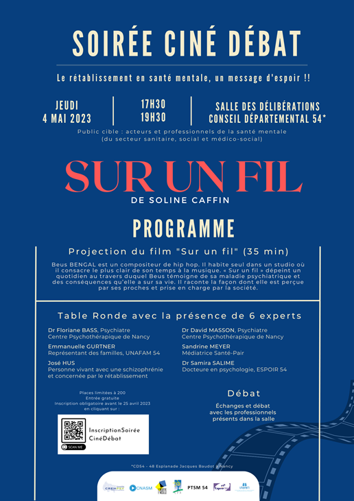 Affiche soirée ciné débat Sur un fil