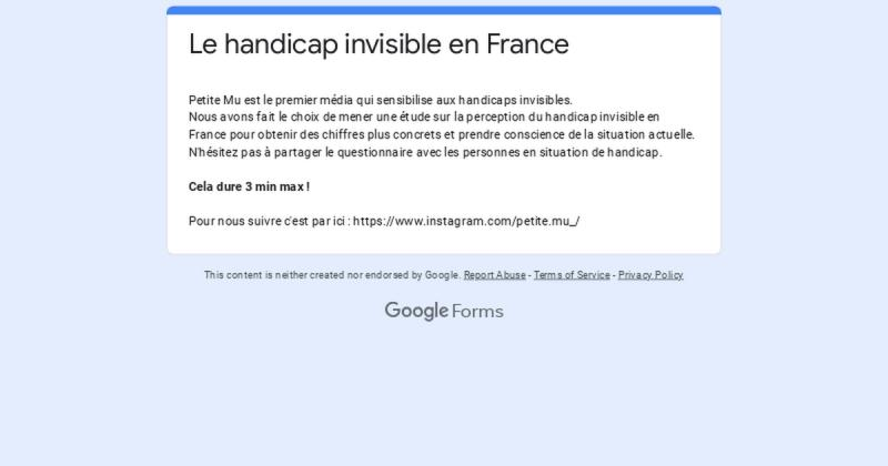 Questionnaire sur le handicap invisible en France
