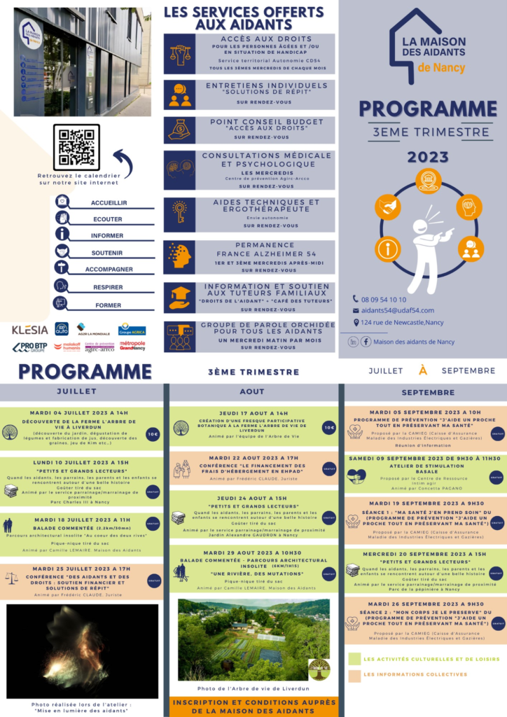 Programme maison des aidants 3e trimestre 2023