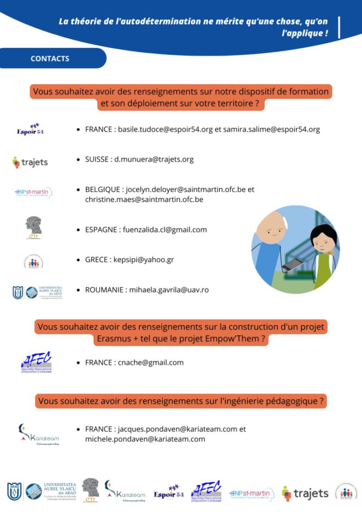 Les contacts pour une formation à l'autodétermination