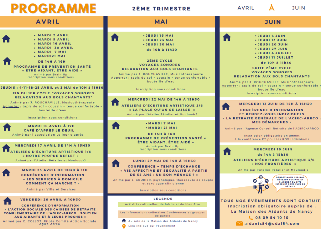 Programme activités maison des aidants 2e trimestre 2024 2