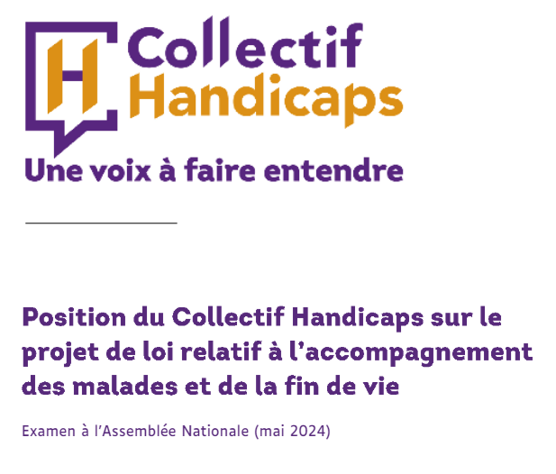 Collectif Handicaps : position sur la fin de vie
