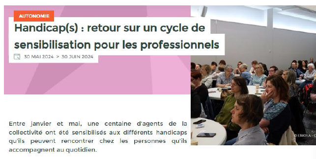 Actions de sensibilisation aux différents types de handicaps à destination des professionnels