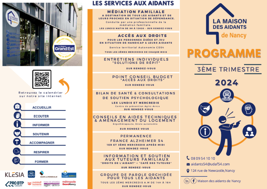 Programme de la maison des aidants 3e trimestre 2024