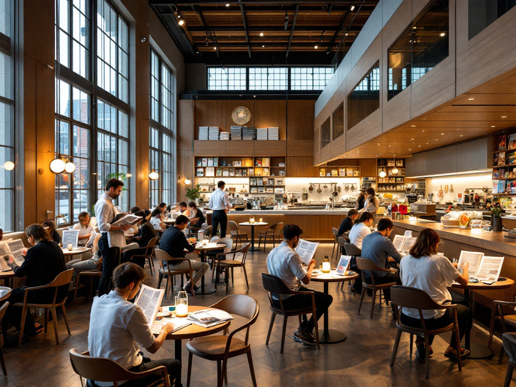 Des personnes attablées dans un restaurant où l'on ne sert que de l'information...